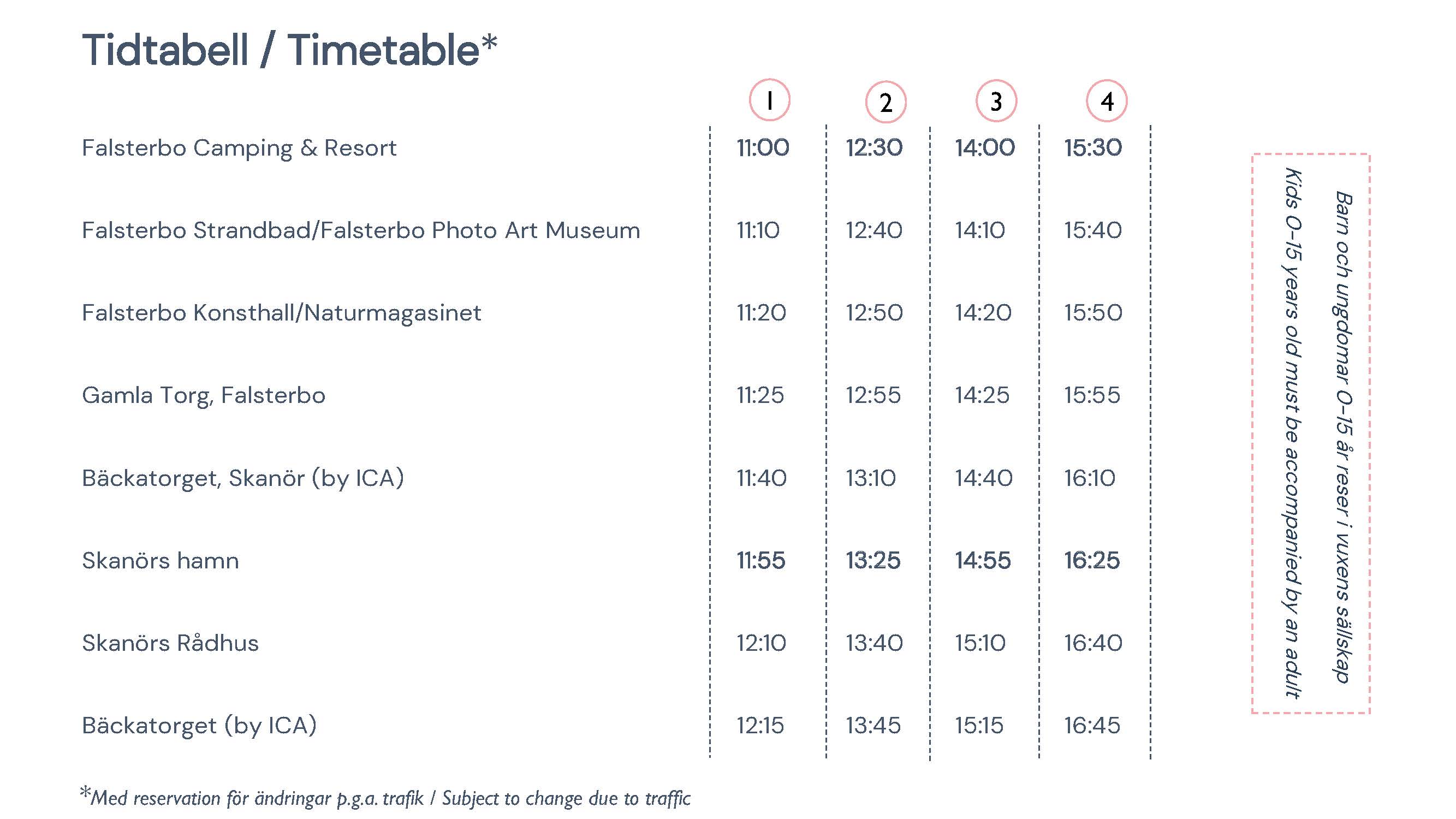 Goose Train timetable